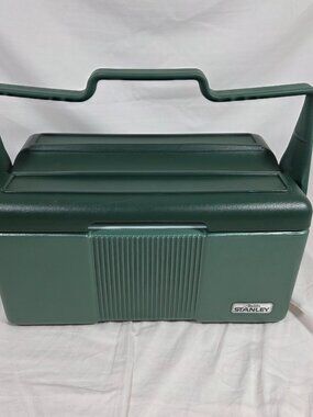 Vintage Aladdin Stanley Green Insulated Divided Lunch Box Cooler Made In USA